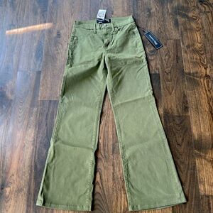 Veronica Beard Army Green Crosbie Wide Leg with Patch Pockets Size 27 NWT